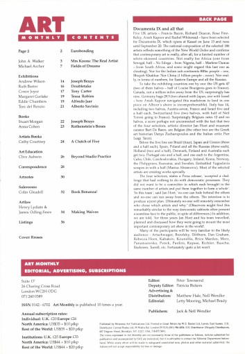 Art Monthly back cover