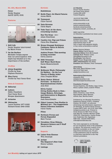 Art Monthly back cover