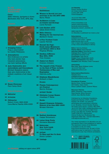 Art Monthly back cover