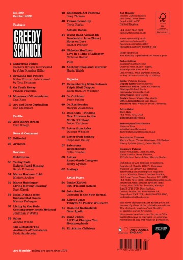 Art Monthly back cover