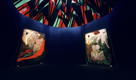 installation view of Chris Ofili’s British Pavilion presentation at the 2003 Venice Biennale