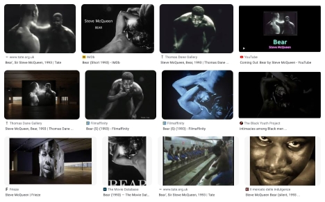 Google image search results for Steve McQueen’s 1993 film installation <em>Bear</em>