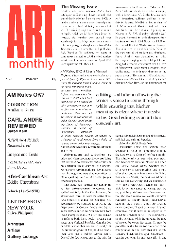 Art Monthly Missing Issue cover